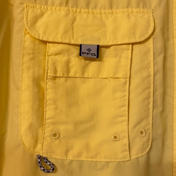 Columbia PFG Yellow Bahama Camp Shirt Short Sleeve Team Haiti 4 Jesus Size XL - Picture 3 of 8